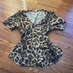 Leopard Print V-Neck Women's Top